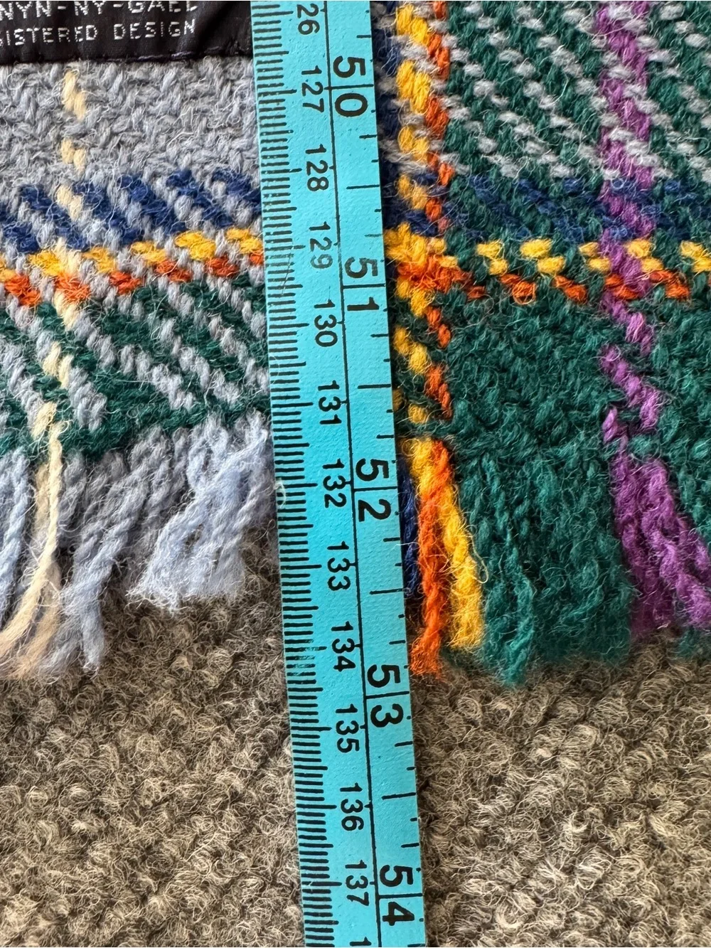 Vintage Manx Tartan Hand Woven Scarf Patricia McQuaid Plaid Fringe 53”